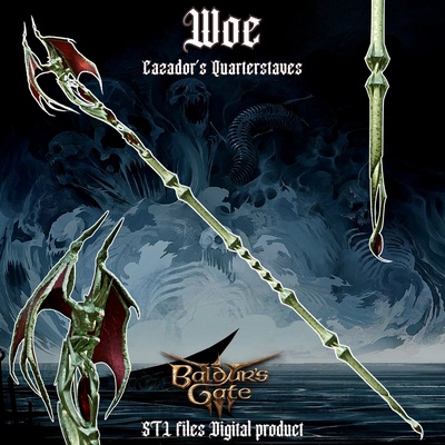fantasy woe cazadors staff baldurs gate 3 dnd shadowheart jewelry cosplay props printable dungeons dragons games toys halloween blade quearterstaff materials 3d print model - Mito3D