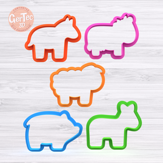 farm animals cookie cutter set horse donkey sheep pig cow seal stamp mass cookies cold porcelain ceramics 3d print model - Mito3D
