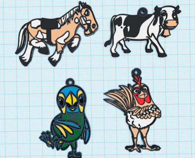 farm animals keychain 3d print model - Mito3D