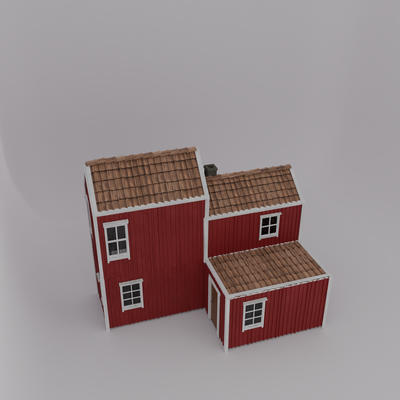 bauernhof haus mittelalterlich gebäude holz fantasie miniatur architektur dnd dach reich terrain lowpoly modern außen old home 3d print model - Mito3D