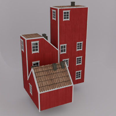bauernhof haus mittelalterlich gebäude holz fantasie miniatur architektur dnd dach reich terrain lowpoly modern außen old home 3d print model - Mito3D