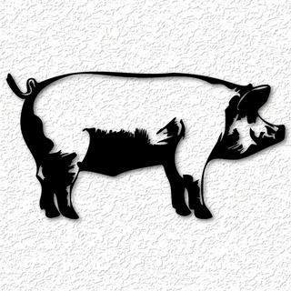 farm pig wall art piggy decor 2d piglet house ranch barnyard barn welcome sign modern country low poly home amimal 3d print model - Mito3D