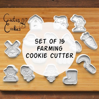 farming cookie cutter set 0329 Home present gift love christmas xmas baking fondant clay anniversary birthday with stamp polymer embosser commercial license patreon barn harvest country life windmill 3d print model - Mito3D