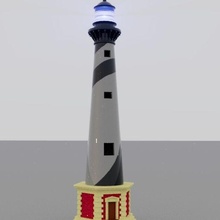 Faro del Cabo Hatteras mimari binalar Lampara plaj Sanat eeuu farlar 3d print model - Mito3D