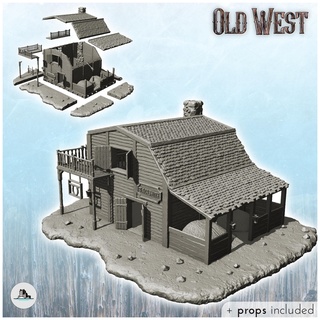 farrier's workshop barn balcony + props 26 - cowboy usa america acw american civil war history historical building architecture tabletop miniatures scenery wargame game terrain house accessories wild old west modern far desperados texas blackwater gunfight frontier 3d print model - Mito3D