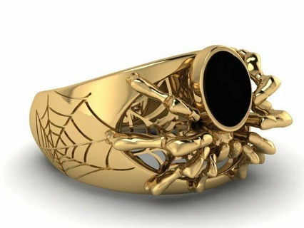 Mode herrschsüchtig Spinne Ring 3d druckbar Modell Schmuck 3dprinted Design Gold golden Juwel drucken Drucken Prototyp entwickeln Silber 3d print model - Mito3D