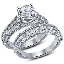 fashion jewelry 3d cad model bridal ring set stl wedding engagement 3d print model - Mito3D