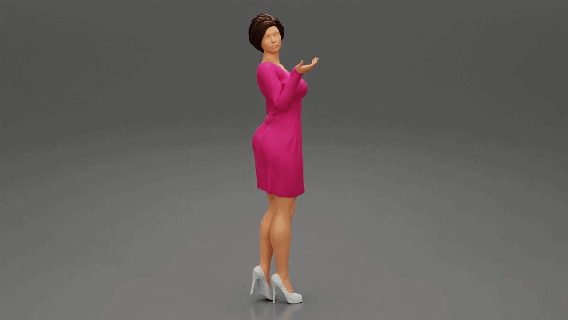 mode portrait belle femme élégant robe pose corps vêtements fille personnage Humain femelle anatomie statue sculpture morph permanent impression modèle cheveux 3d print model - Mito3D
