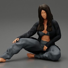 moda adolescente ragazza seduta pavimento 3d Stampa modello 3d print model - Mito3D