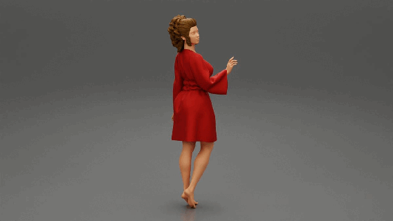 fashion woman elegant dress hairstyle posing body clothes girl character human female anatomy statue sculpture morph standing print people hair 3d print model - Mito3D