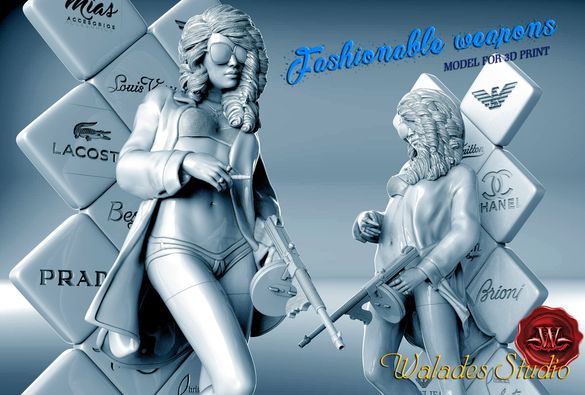 fashionable weapons Art art woman sculptures statuette walades famele 3D print model - Mito3D