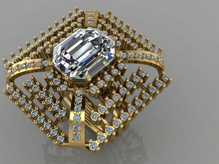 fasion oreille or argent art conception réglage diamant 3d print model - Mito3D
