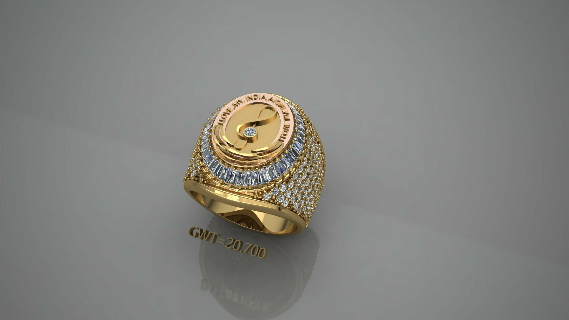 fasion ring gold silver art design setting diamond 3D print model - Mito3D