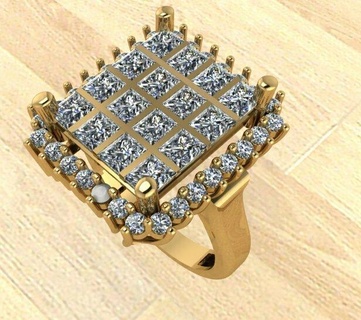 Fasion Ring Gold Silber Kunst Design Rahmen Diamant 3d print model - Mito3D