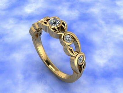 fasion ring gold silver art design setting diamond 3d print model - Mito3D