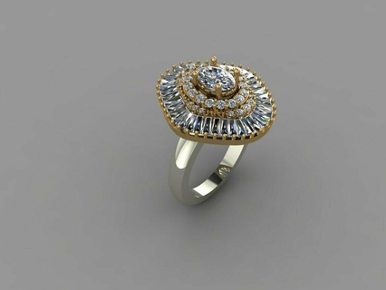 Fasion Ring Gold Silber Kunst Design Rahmen Diamant 3d print model - Mito3D