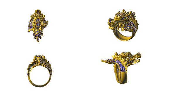 interpretação cã animal anel Dragão cafajeste 3d 3d print model - Mito3D