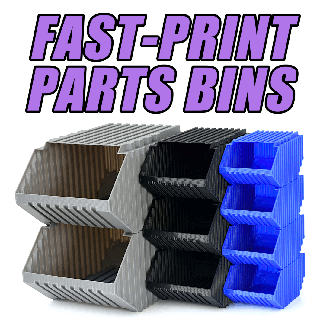 fast-print stackable parts bins storage boxes fast printing print bin box container stacking components organiser organizer unit tray 3d print model - Mito3D