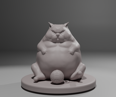 grasa gato arte gordo animal lindo ornamento felino 3d print model - Mito3D