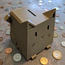 fat cat bank home cute low poly 3d print model - Mito3D