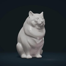 fat cat art funny kitty statue mammal figurine cute animal sculpture 3d print model - Mito3D
