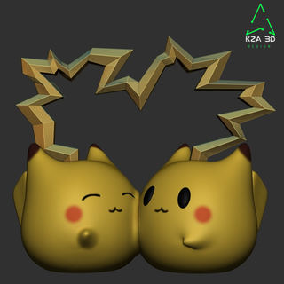 Grasso mini Pikachu amore tuono chibi bambino kwaii Pokemon carina arte gioco anime figura video nintendo paffuto cavedani 3d print model - Mito3D