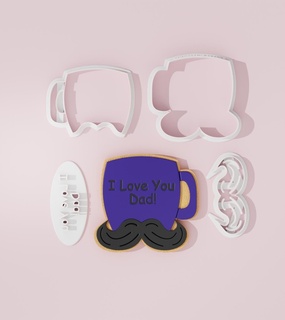 father's day 4 cookiecutter cookie cutters family cutter designs baking tools pastry sugarpaste custom diy seasonal father love dad 3d print model - Mito3D
