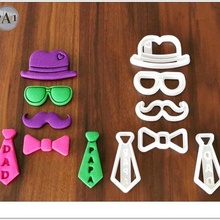 father's day cookie cutters deluxe package cutter father mustach tie hat glasses bowtie love happy dad daddy dad's gift kids kidz best 3d print model - Mito3D
