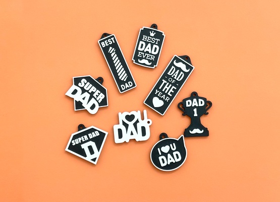 father's day keychains - commercial license jewelry keychain gift cute badge dad black white father papa love 3d print model - Mito3D