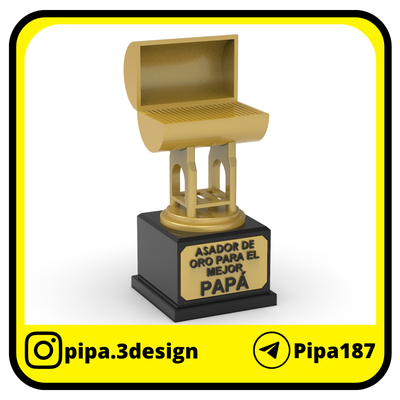 father's day trophy - asador grill trophies dad father cup fathers cute prize award gold rotisserie 3d print model - Mito3D