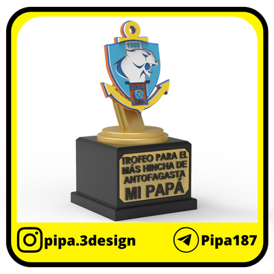 padre giorno trofeo papà antofagasta trofei tazza padri carina premio oro calcio chile 3d print model - Mito3D