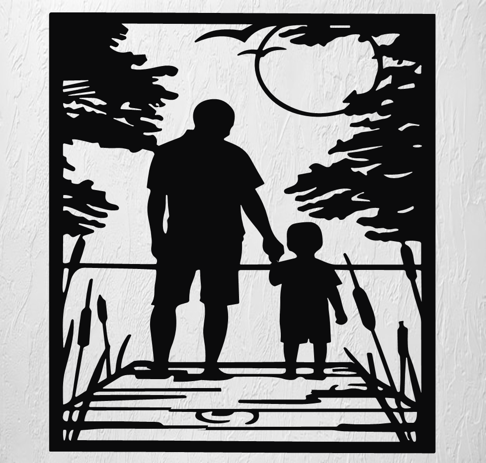 father son wall art 2d decoration children love heart tender romance mother family 3D print model - Mito3D