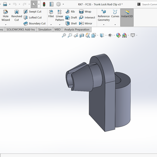 fc3s tronco porta serratura asta clip mazda rx7 3D print model - Mito3D