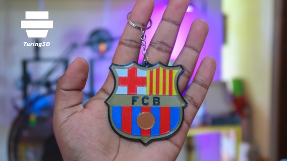 fc barcelona keychain key rings soccer equipment 3d print model - Mito3D