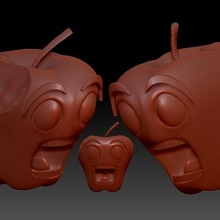 peur Pomme anthropologique sculpture toon surréalisme crier 3d print model - Mito3D