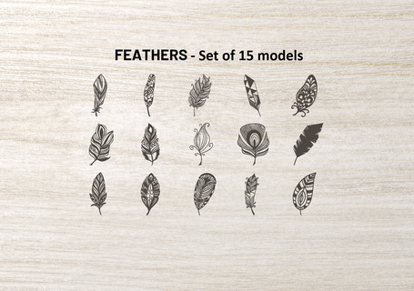 tüyler 15 modeller dekorasyon dekor Sanat yeni ev kuş tüyü 3d print model - Mito3D