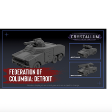 federasyon Columbia Detroit saldırı araç minyatür savaş oyunları kristal 15mm 6mm Mecha tanklar askeri indie oyun Battletech mechwarrior sci fi Bilim kurgu 3d print model - Mito3D