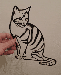 feline elegance line art cat wall 2d kitten le chat 3d print model - Mito3D
