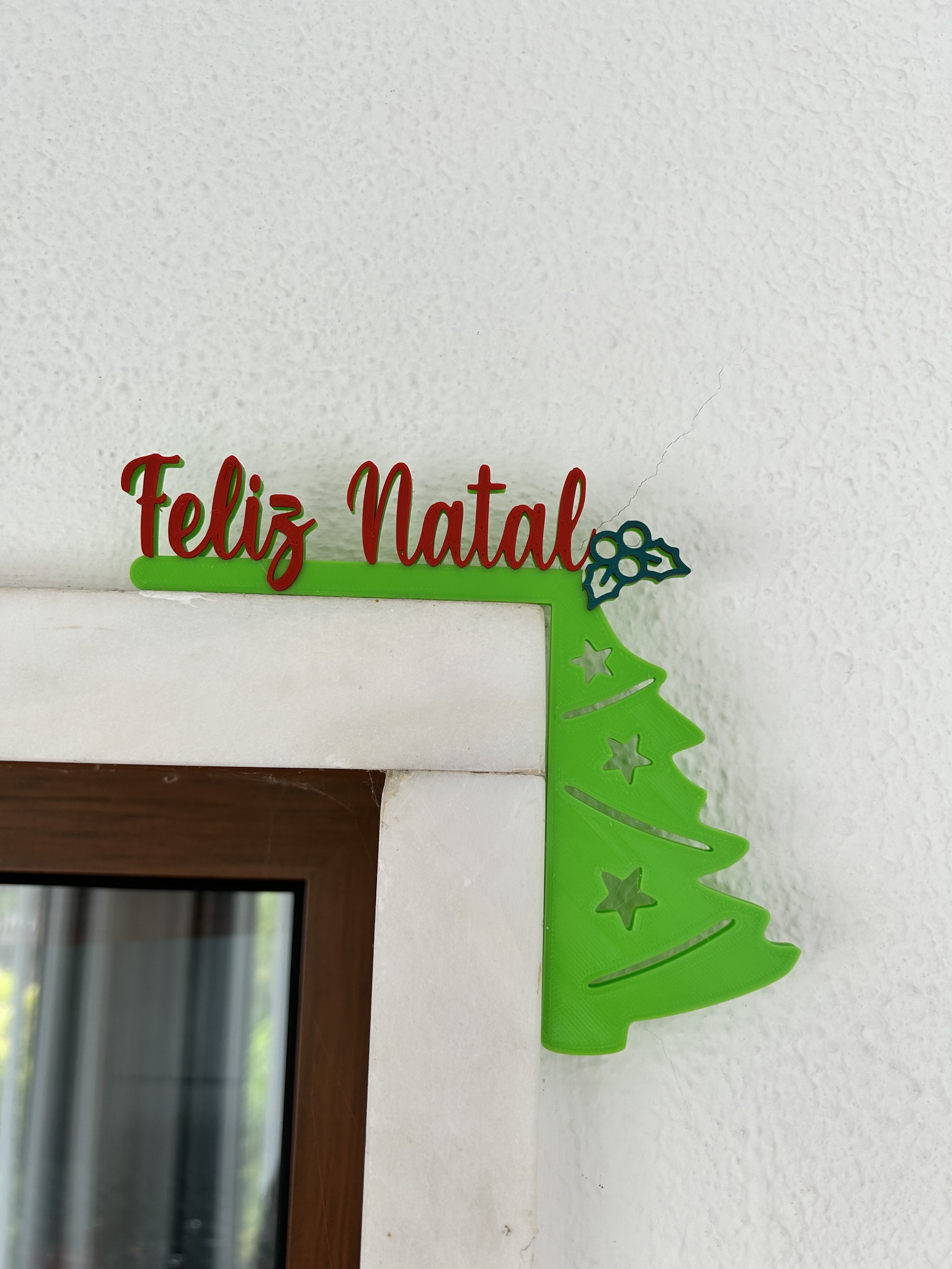 feliz natal pára canto porta decora janela 3D print model - Mito3D