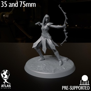 female archer d&d miniature dungeonsanddragons 3d print model - Mito3D