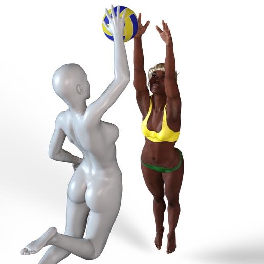 hembra playa vóleibol 4 niña jugar deporte juego arena bola vida pelota muchachas playboy playgirl 3D print model - Mito3D