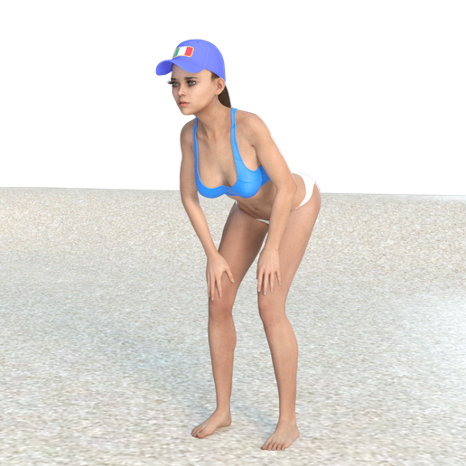 femelle plage volley ball 6 fille jouer sport Jeu sable boule vie Balle filles playboy playgirl 3D print model - Mito3D