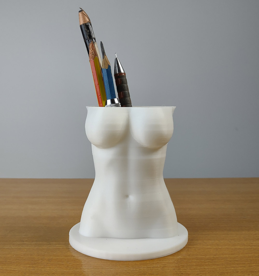female beautiful torso pencil pen holder organizer art 3D print model - Mito3D