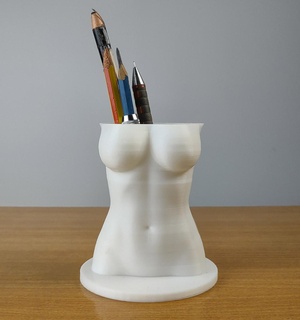 female beautiful torso pencil pen holder organizer torso female torso pen holder organizer pencil holder art  3d print model - Mito3D