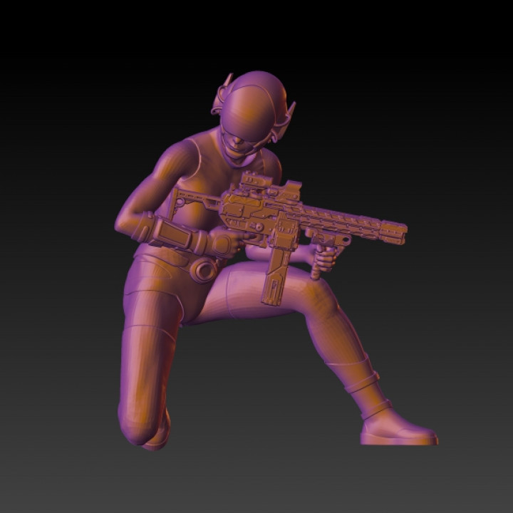 weiblich Cyberpunk Krieger Rollenspiel Kriegshammer dnd 40k 3D print model - Mito3D
