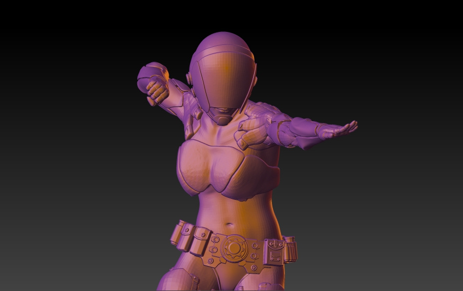 fêmea cyberpunk Guerreiro rpg martelo guerra dnd 3D print model - Mito3D