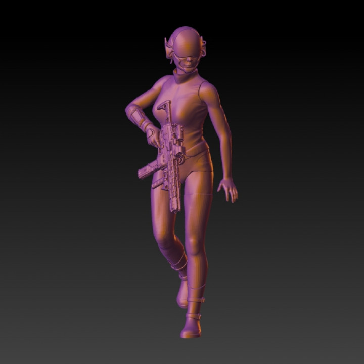 fêmea cyberpunk Guerreiro rpg martelo guerra dnd 40k 3D print model - Mito3D