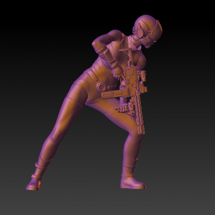 femelle cyberpunk guerrier rpg marteau guerre 40k dnd 3D print model - Mito3D