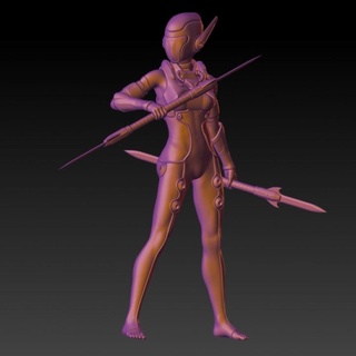 female cyberpunk warrior - rpg warhammer 40k dnd 3d print model - Mito3D