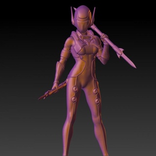 female cyberpunk warrior - rpg zombie 75mm sfw erotic nsfw pinup 3d print model - Mito3D